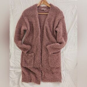 Love Tree- Cozy Pink Open-Front Sweater